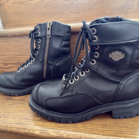 Harley Davidson Women's Casper Logger Black Leather Riding Boots 8.5 - Picture 5 of 13